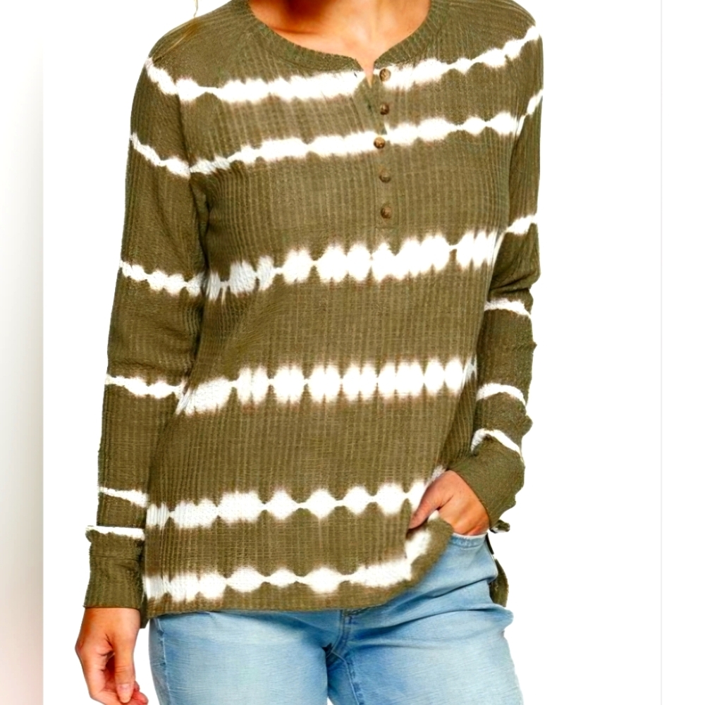 Sonoma Goods For Life Women's size XXL Relaxed Fit Long-Sleeve Henley Olive New
